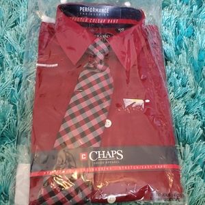 nip boys sz 4/5 xxs button down shirt w/ tie red